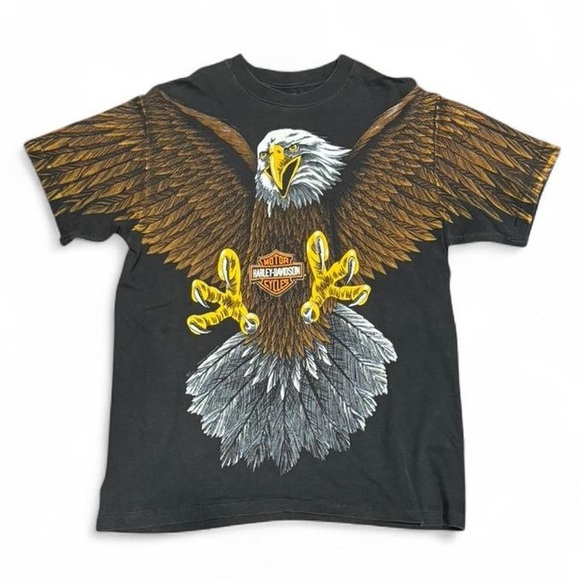 Harley-Davidson Other - Vintage Harley Davidson Bald Eagle AOP Single Stitch Graphic Tee USA 1993